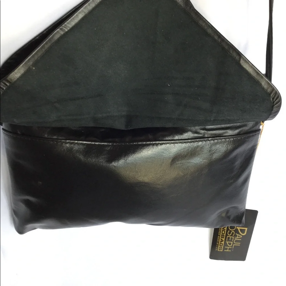 NWT leather envelope bag black or pewter 408